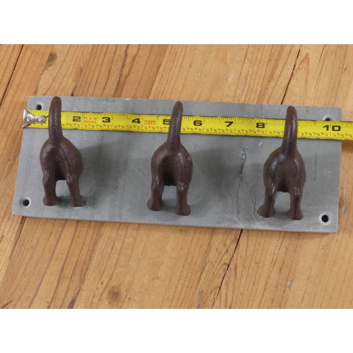 Midwest Craft House - Wholesale Wall Hook - 3 DOG TAIL COAT HOOKS ON SLATE BACKING