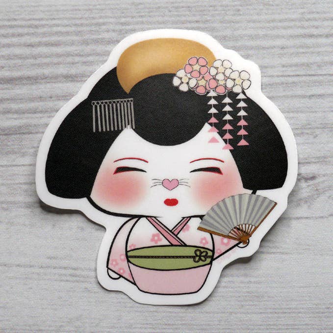 Bon-E Pink Kimono Vinyl Sticker for wholesale by Miyo Art Design