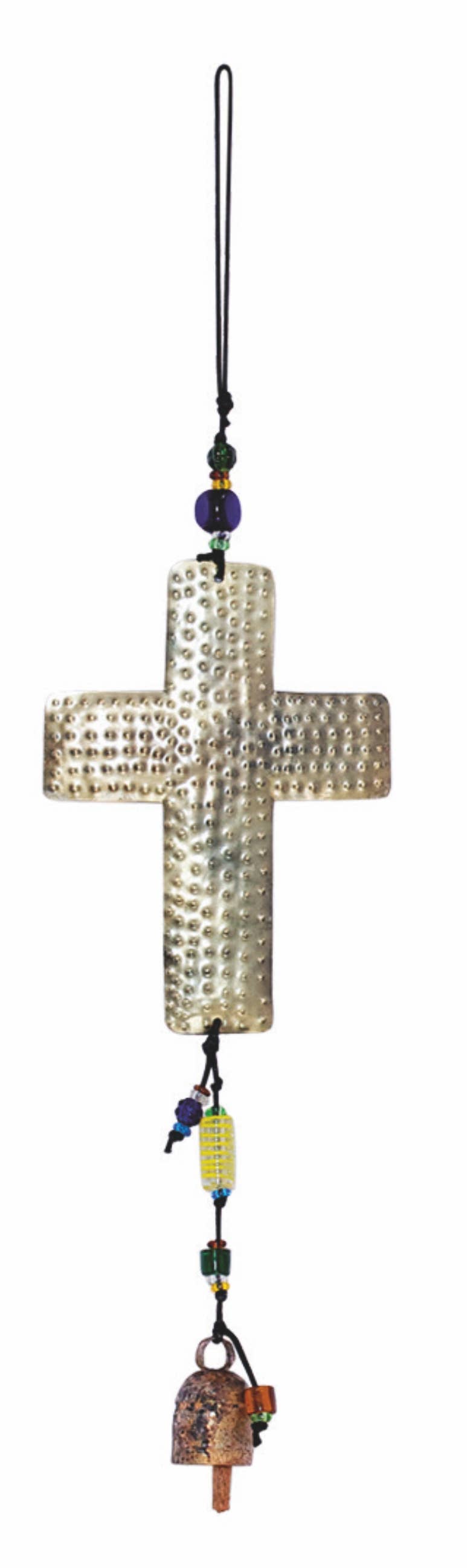 Moksha Imports - Wholesale Wall Accent - Hammered Cross/Iron/Beads&Bell/Min.20