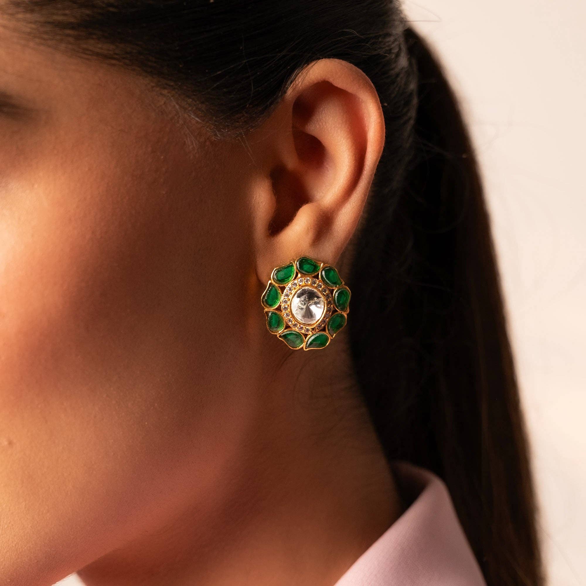 Vinnis Jewelry - Wholesale Dangle Earrings - Midnight Meenakari Kundan Stud Earrings – Royal Blue Ethnic Jewelry4