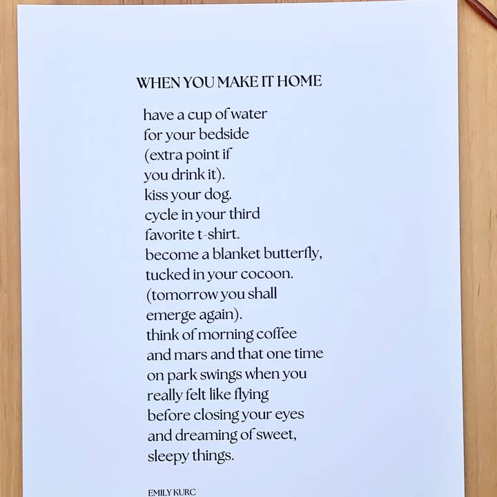 When You Make it Home Poetry Print 8x10 for wholesale by Local Introvert