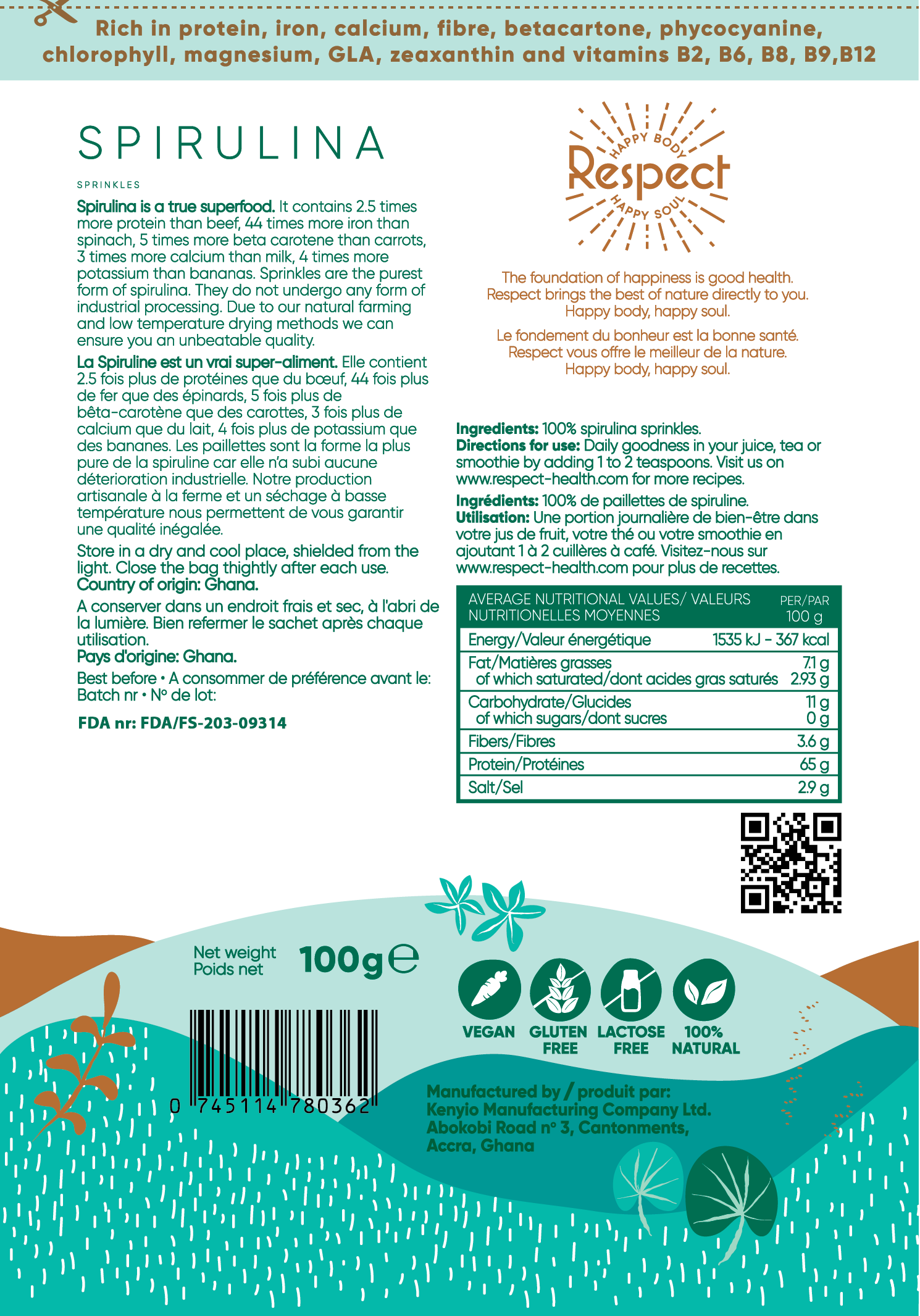 Respect – wholesale Protein/superfood powder – Spirulina1