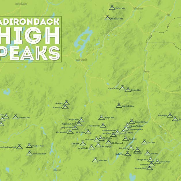 Best Maps Ever - Wholesale Art Print - Adirondack High Peaks Map 11x14 Print