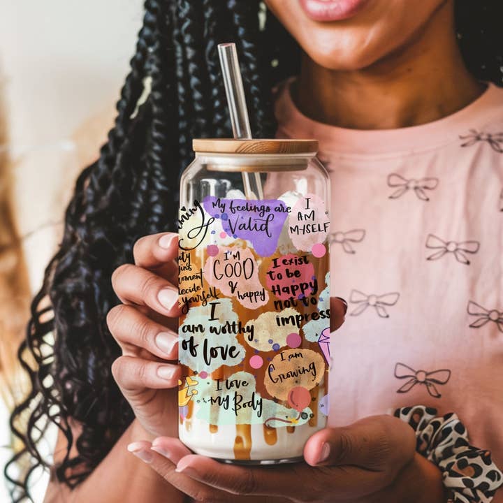 Self-Love Cup With Lid and Straw for wholesale by CoRo & Company