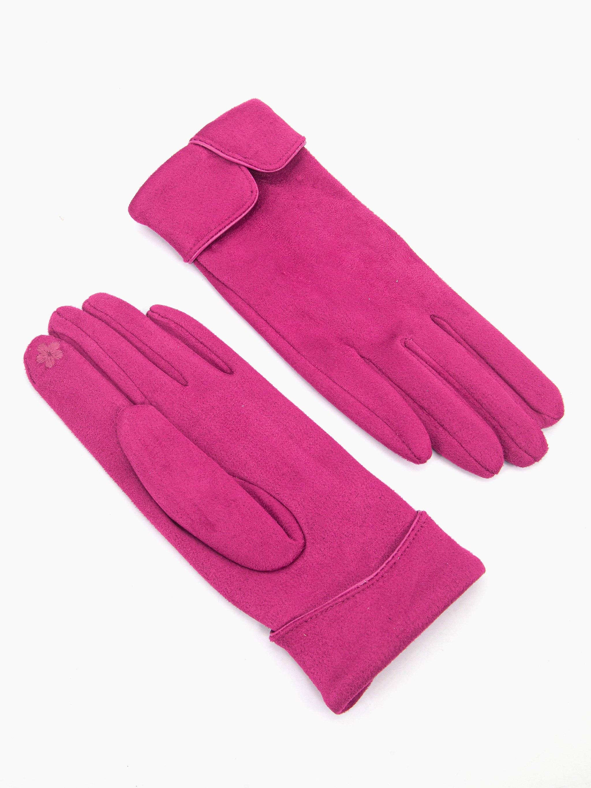 Sarta Accessories - Vendita all'ingrosso Guanti - Donna - Guanti in velluto con polsino smerlato - Fucsia1