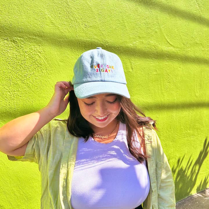 The Peach Fuzz - Wholesale Baseball Cap - Unisex - Everyone Is Gay Denim Baseball Hat