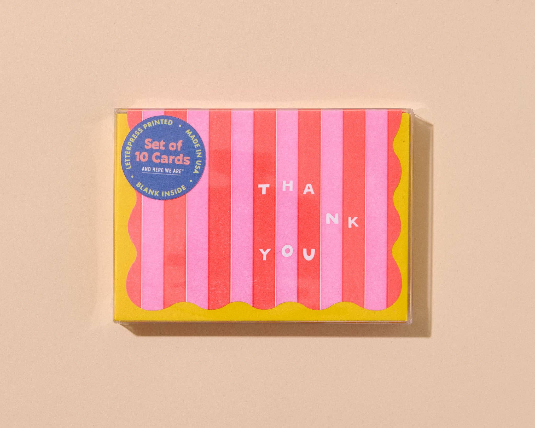 And Here We Are - Wholesale Stationery/Notecard Set - Box Set—Letterpress Thank You Notecards—Cabana Stripe RP 1