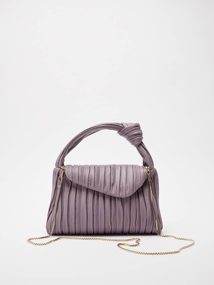 Saco Pequeno Softissima em Pele de Nappa Plissado Alfazema por atacado de Biagini