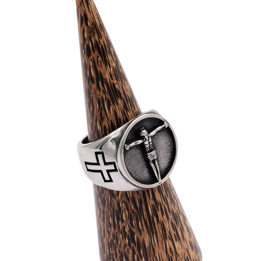 Awaken - Wholesale Signet Ring - Jesus Ring with Cross on the Side-A-3614