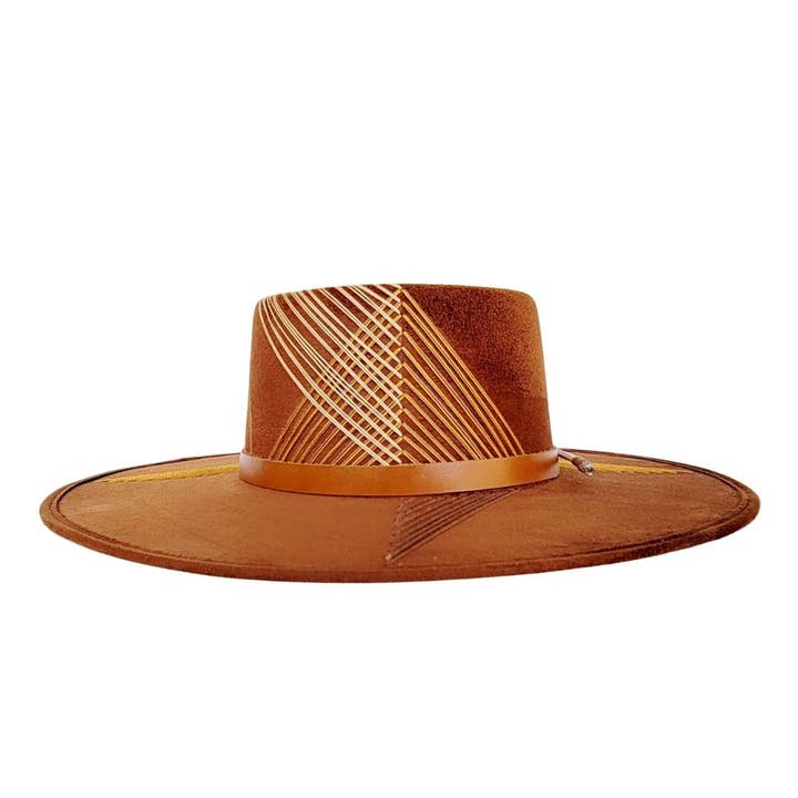 Tobacco GISELLE Gambler Crown Hat for wholesale on Faire