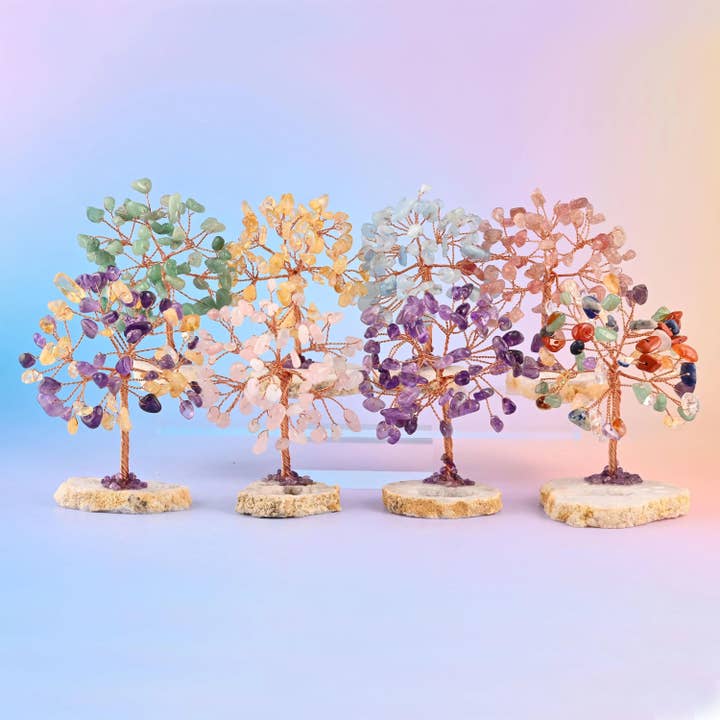 3.5 Inch Crystal Tree of Life Druzy Agate Base Gemstone Tree Copper Wire Branches for wholesale by Mycrazycrystal