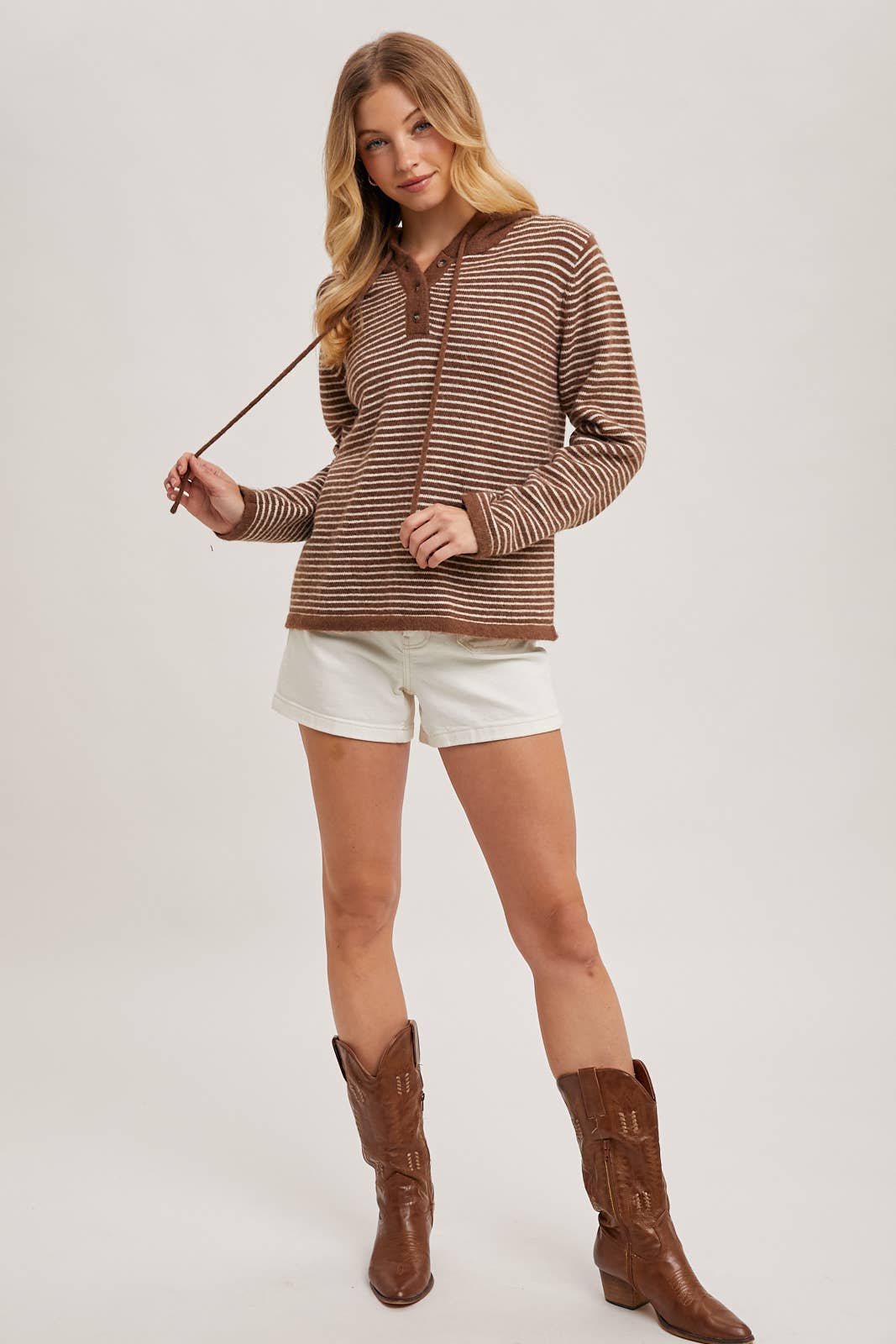 Bluivy - Wholesale Hoodie - Women's - HENLEY SWEATER WITH HOODIE17