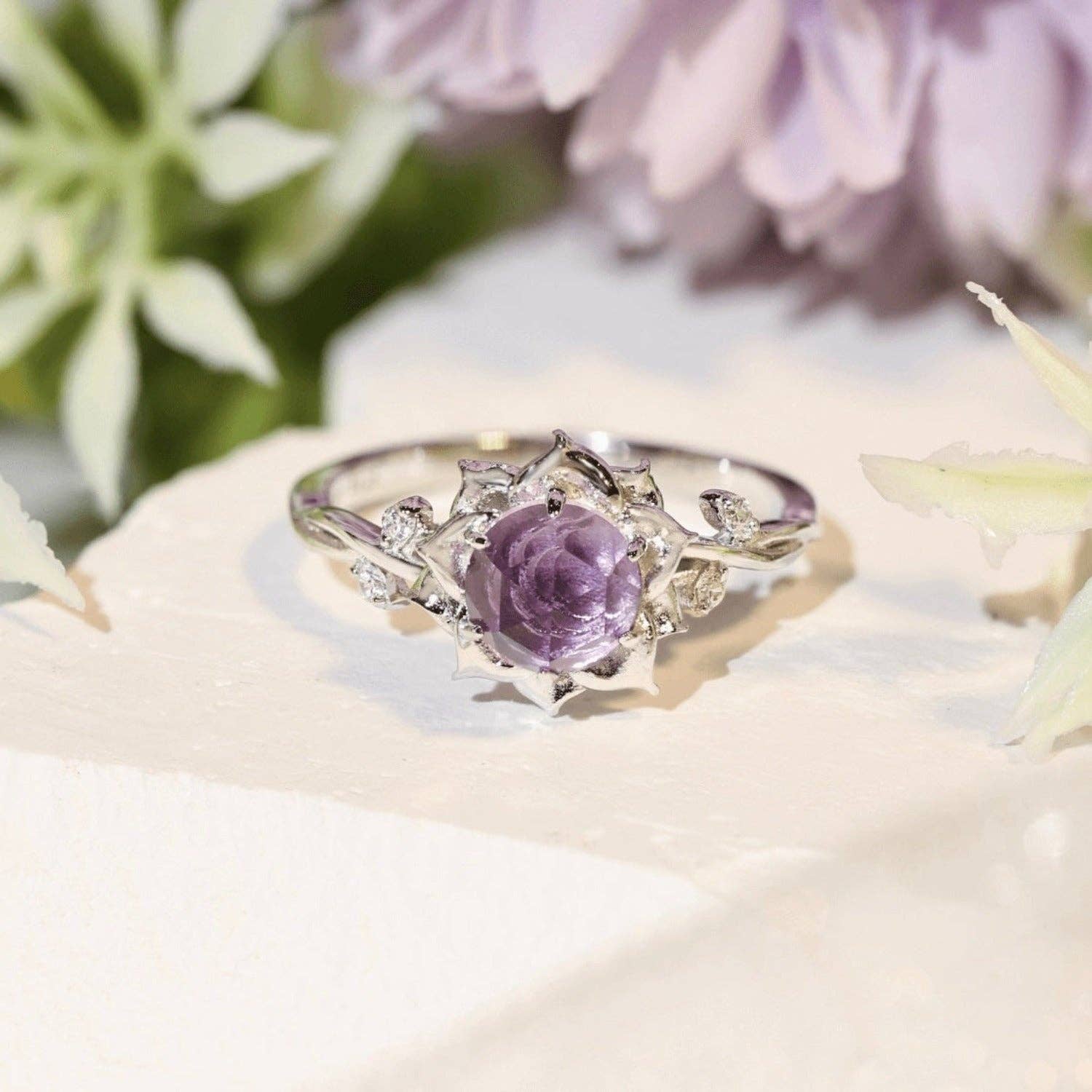 Azura Jewelry – wholesale Multi-stone ring – Moonflower Amethyst Ring3