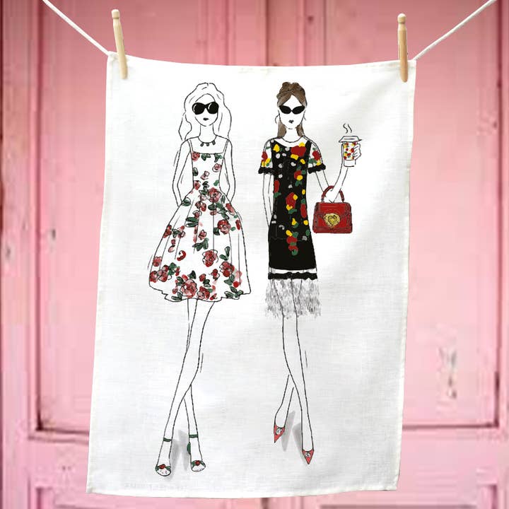 Best Friends- Fleur Boutique Tea Towel for wholesale by Catherine Loves