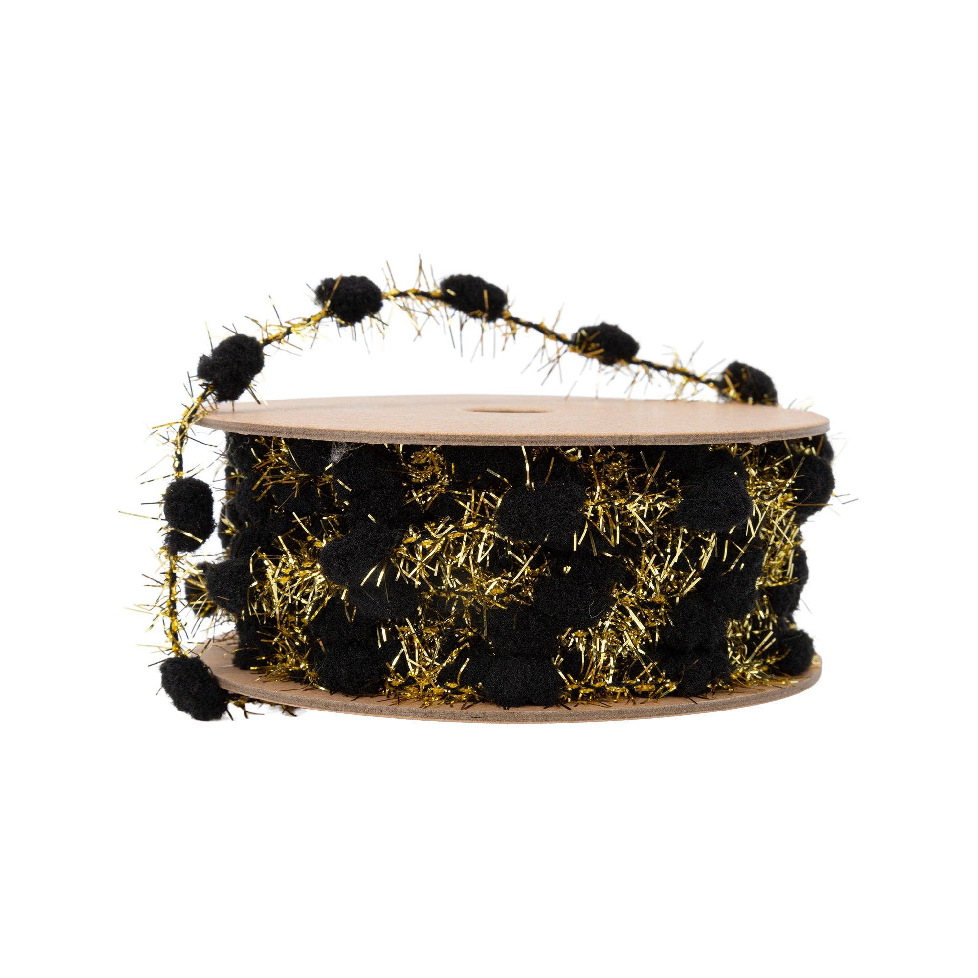 LA Ribbons Wholesale - Vente Matériels de bricolage - Pompon en tinsel 3/8" | Noir | Rouleau de 10 yards0