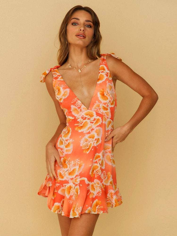 zipper backless orange knee length beach dress for wholesale on Faire3