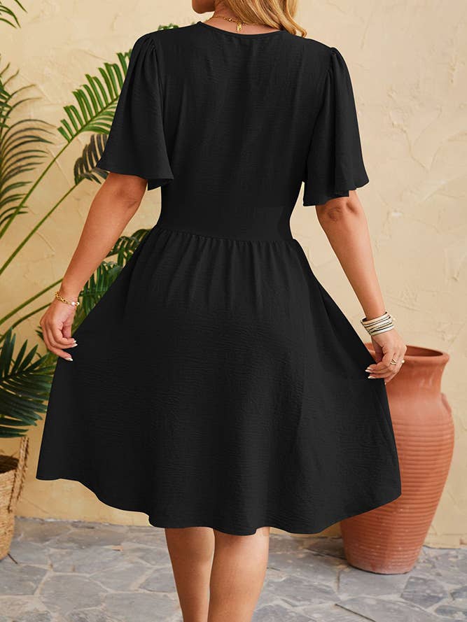 Comely Fashion – wholesale Klänning - Dam – Flödig sommarklänning med V-ringade ärmar5