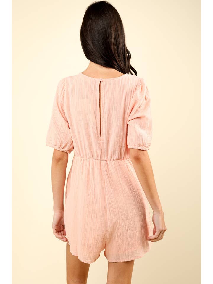 VERY J - Wholesale Romper - Dames - NP70387-Romper van stevig geweven stof met pofmouwen en kantdetails8