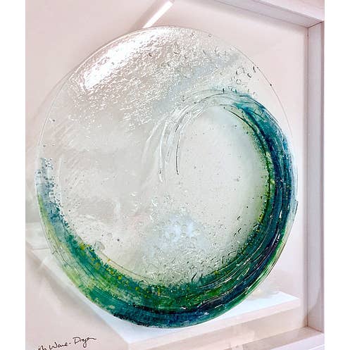 Dreya Glass – wholesale Wall Accent – Framed Fused Glass Large Tidal Wave (Round) Wall Art1