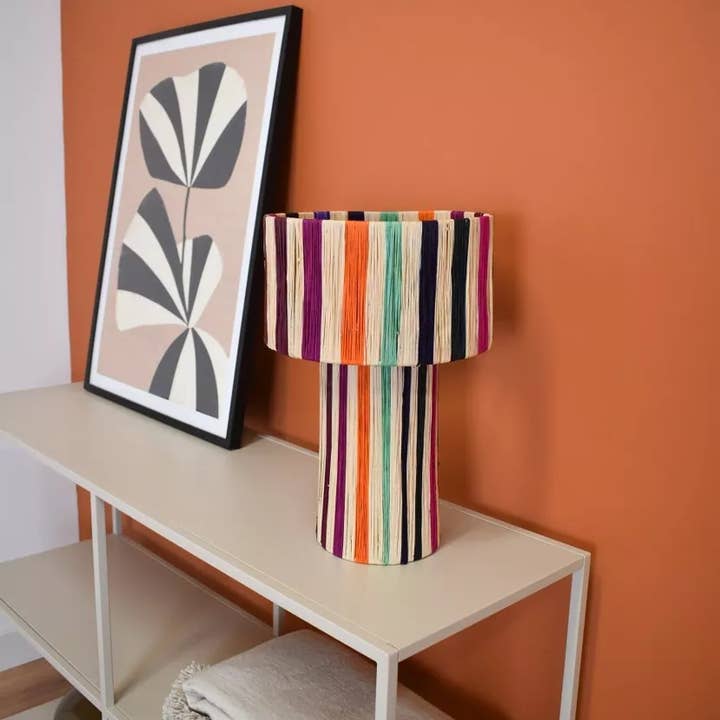 Lâmpada marroquina de ráfia feita à mão – luz boémia multicolorida por atacado de HandHappiness