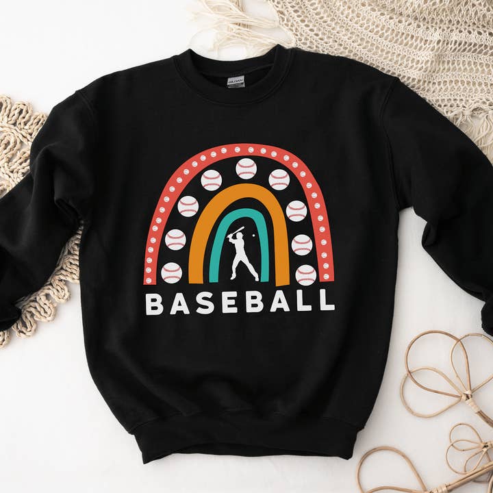 Vivtrek - Wholesale Graphic Sweatshirt - Unisex - Vintage Boho Rainbow Baseball Player Mom Gift T-Shit