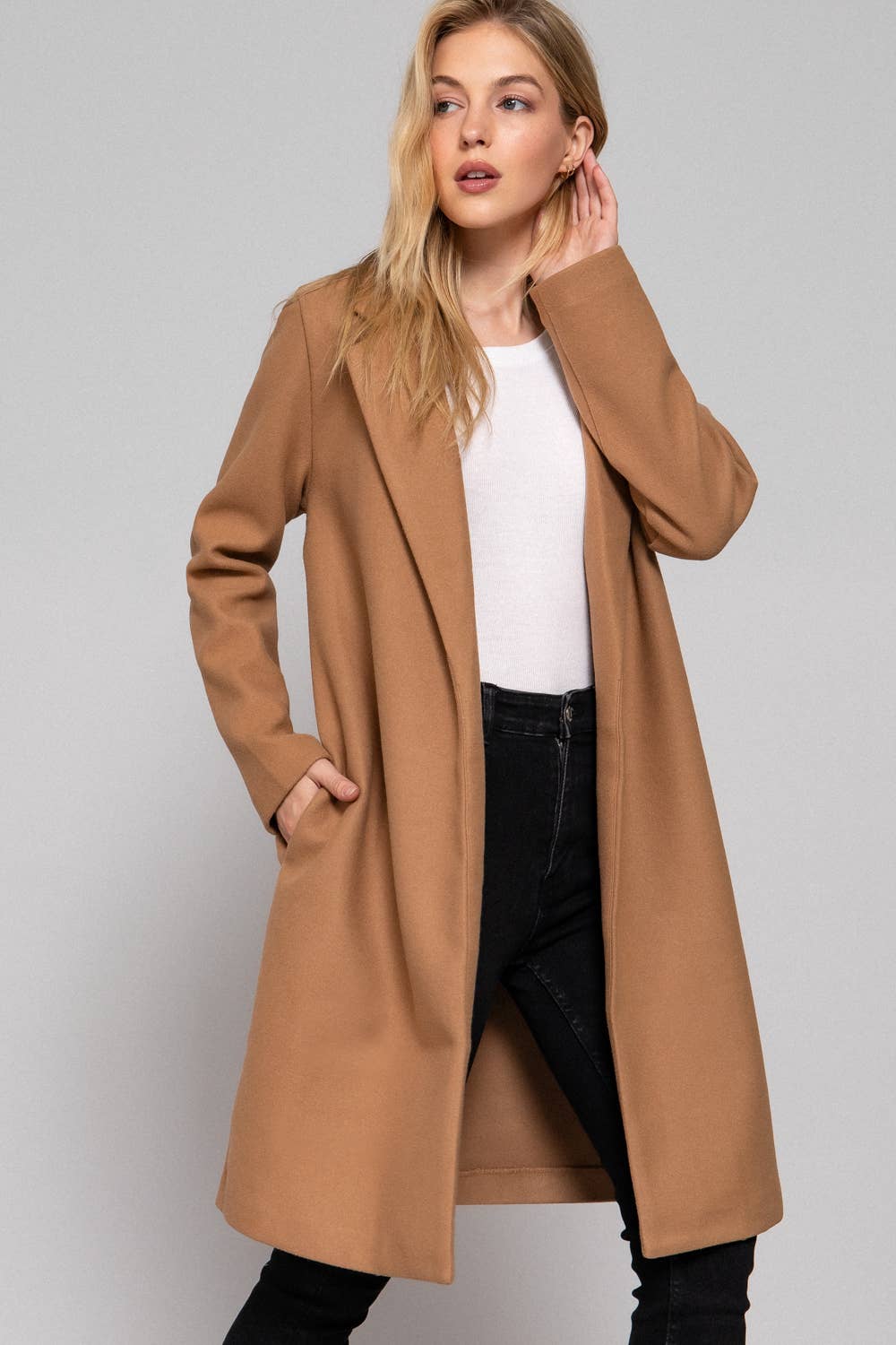 Active Basic | Active USA – wholesale Coat – Women’s – Long Sleeve Open Front Soft Felt Long Coat23