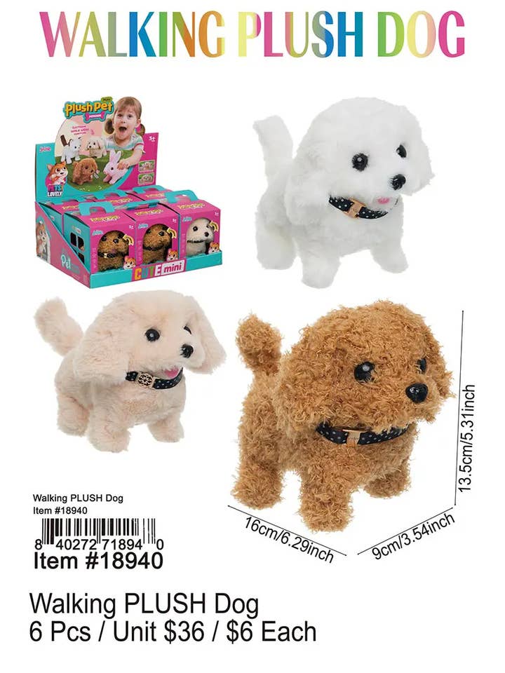 Chien en peluche marchant 6 pièces. pour la vente par Puka Creations