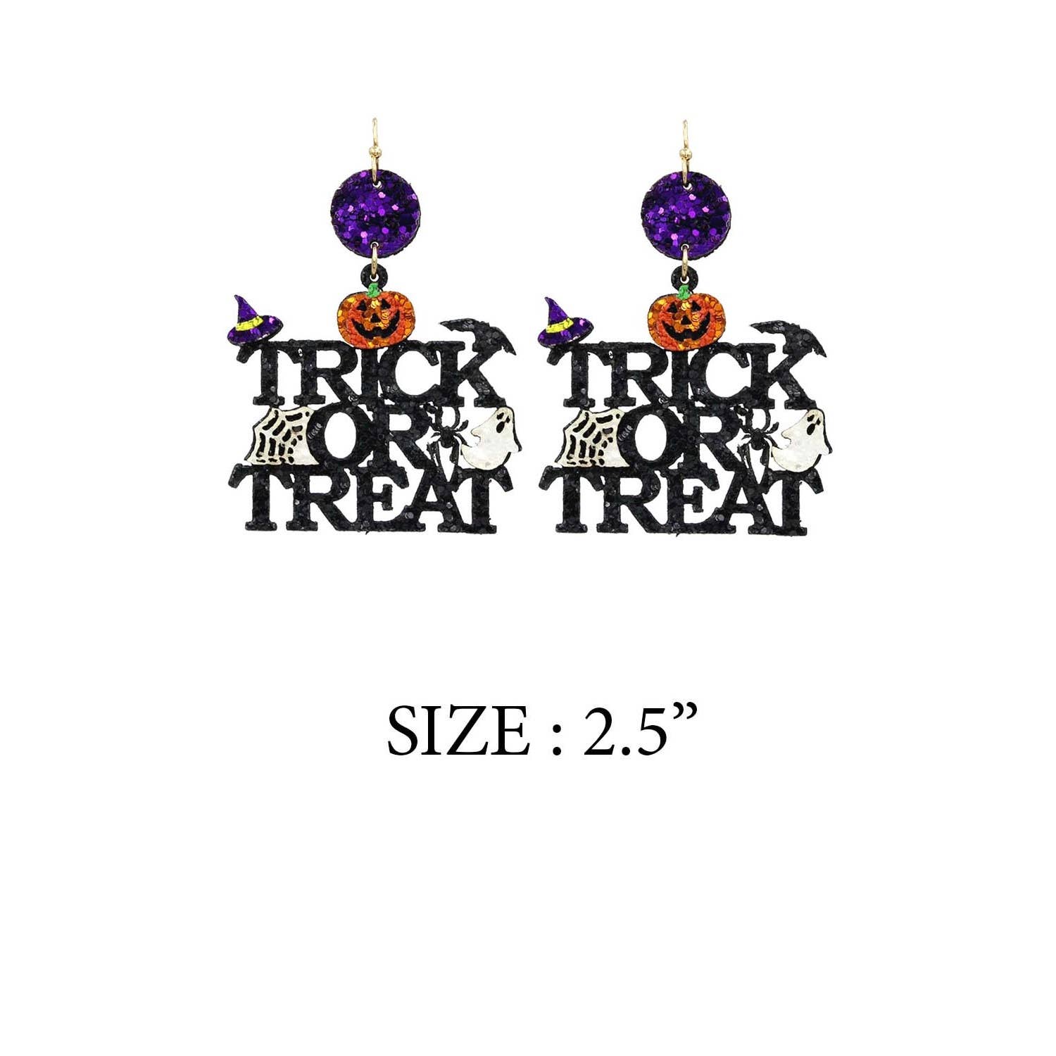 JHP Collection - Wholesale Dangle Earrings - HALLOWEEN PUMPKIN WITH HAT TRICK OR TREAT EARRING5