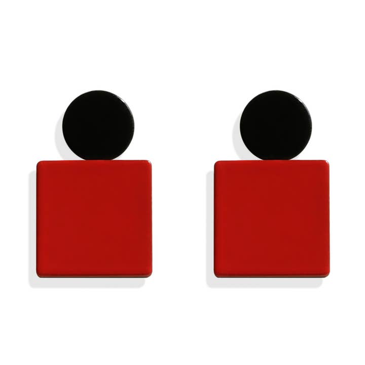 Vierkante Oorbellen – Handgemaakt Geometrisch Kleurrijk Ontwerp voor wholesale door ISUWA Jewelry