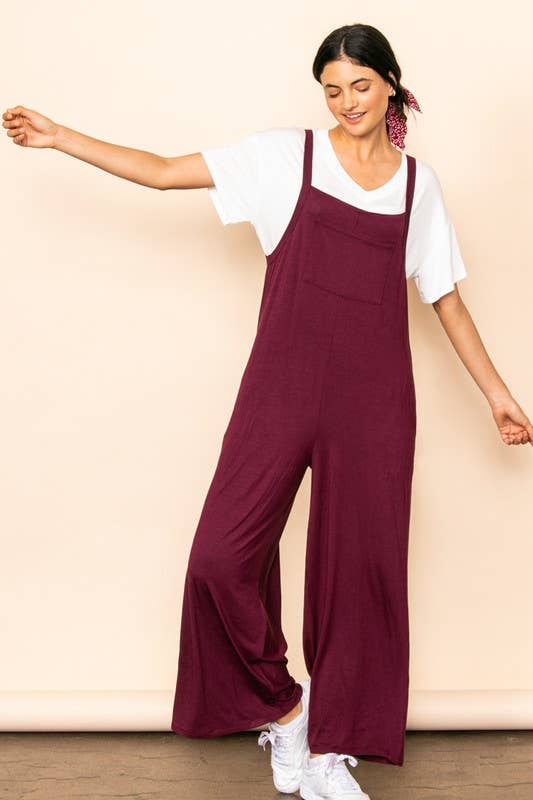 Elloh Collection - Wholesale Jumpsuit - Women's - Casual Comfy Wide Leg Overall Jumper w Bib and Side Pockets18