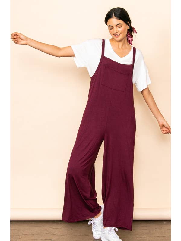 Elloh Collection - Wholesale Jumpsuit - Women's - Casual Comfy Wide Leg Overall Jumper w Bib and Side Pockets18