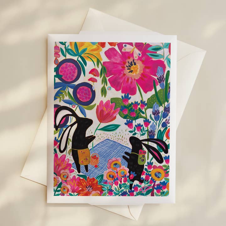 Une carte de lapins l'un à l'autre pour la vente par Courtney Kendall Art