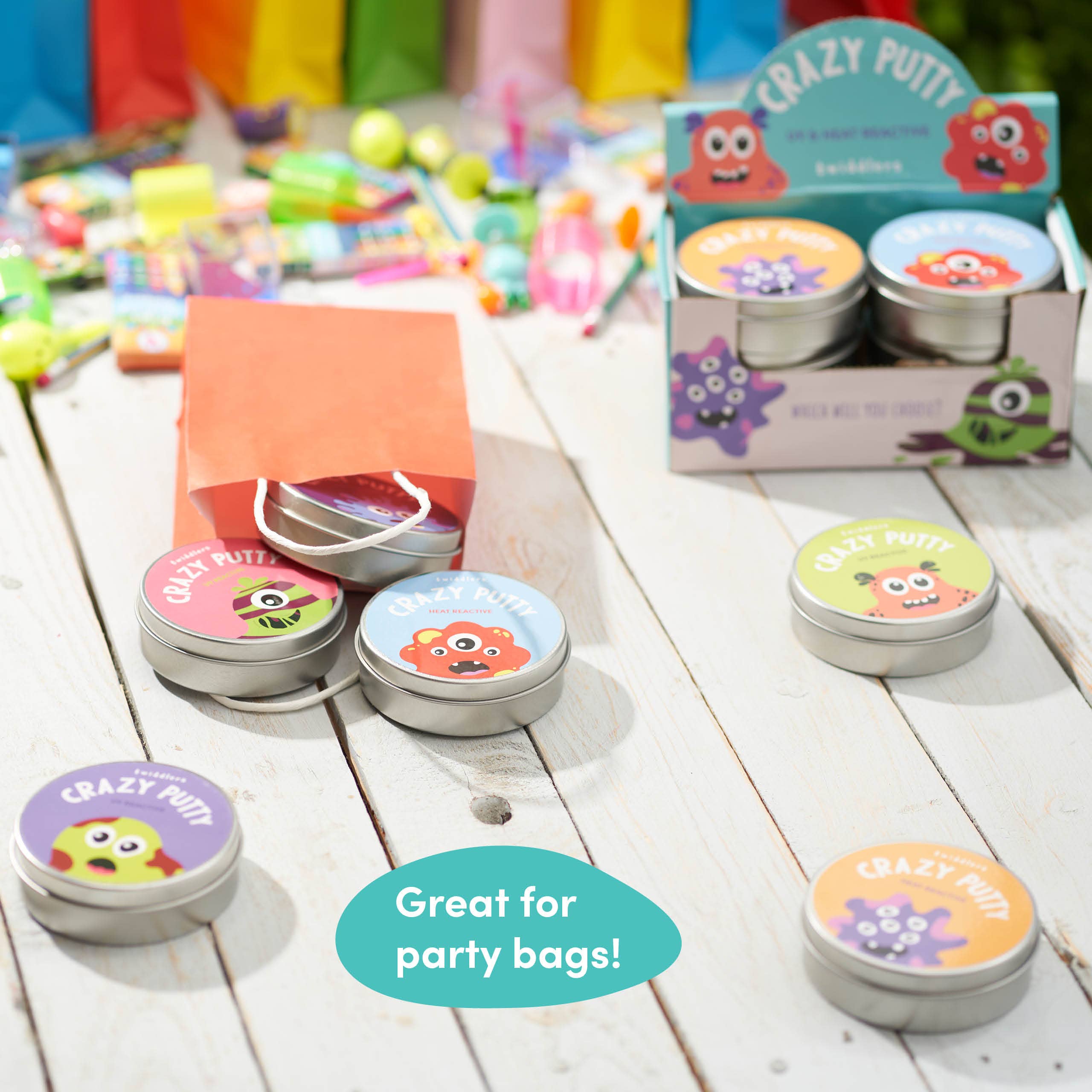 The Twiddlers - Wholesale Putty/Slime - Kids - 6 Colour Changing Putty, Heat Reactive Slime in Lid Pots6