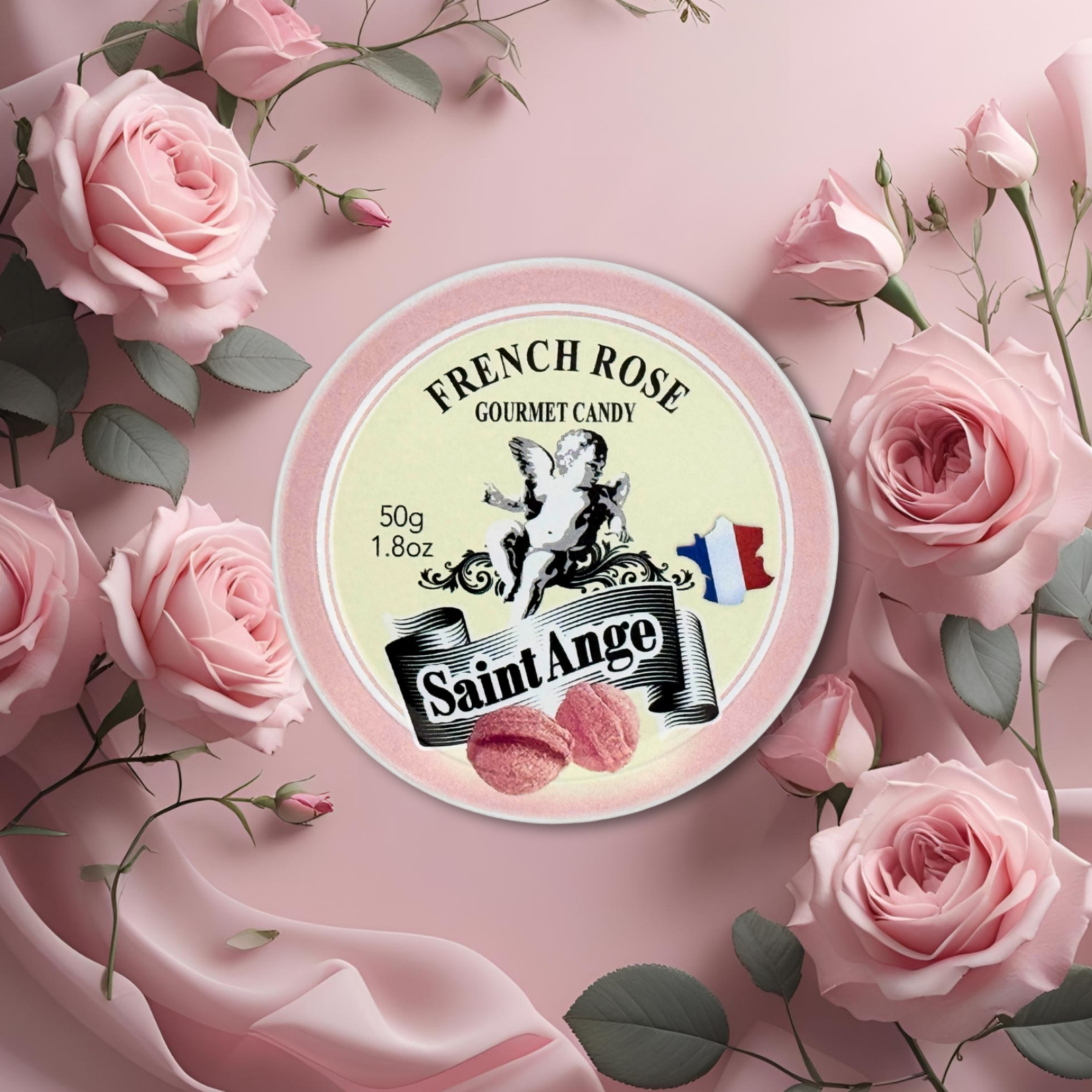 Bonbon USA France - Vente Bonbons durs - Saint Ange Rose Française - Bonbons Gourmands Naturels Français en Boîte5