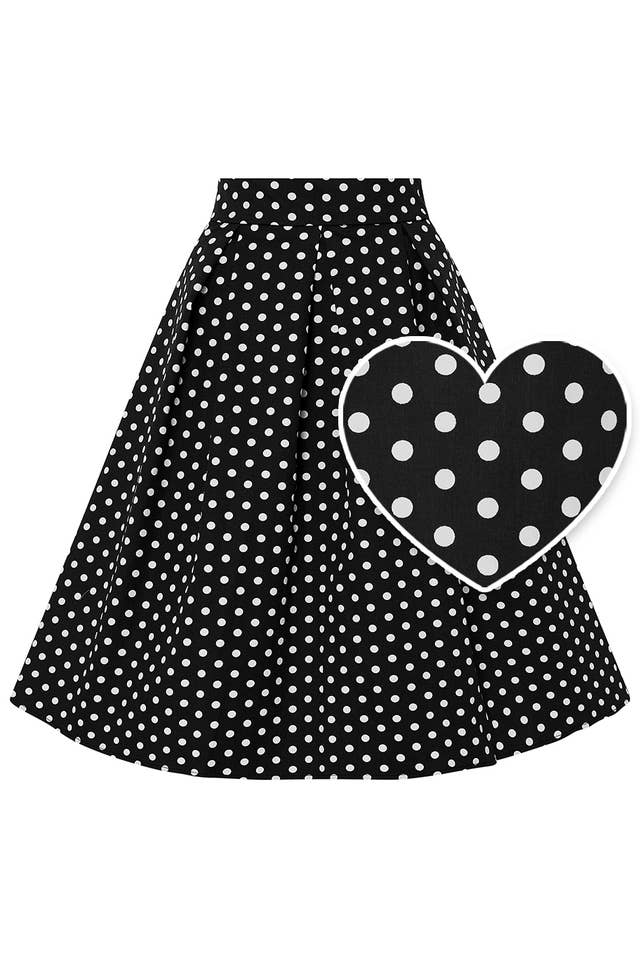 Dolly & Dotty - Wholesale Skirt - Women's - Rochelle High Waist Full Circle Polka Dot Skirt in Black5