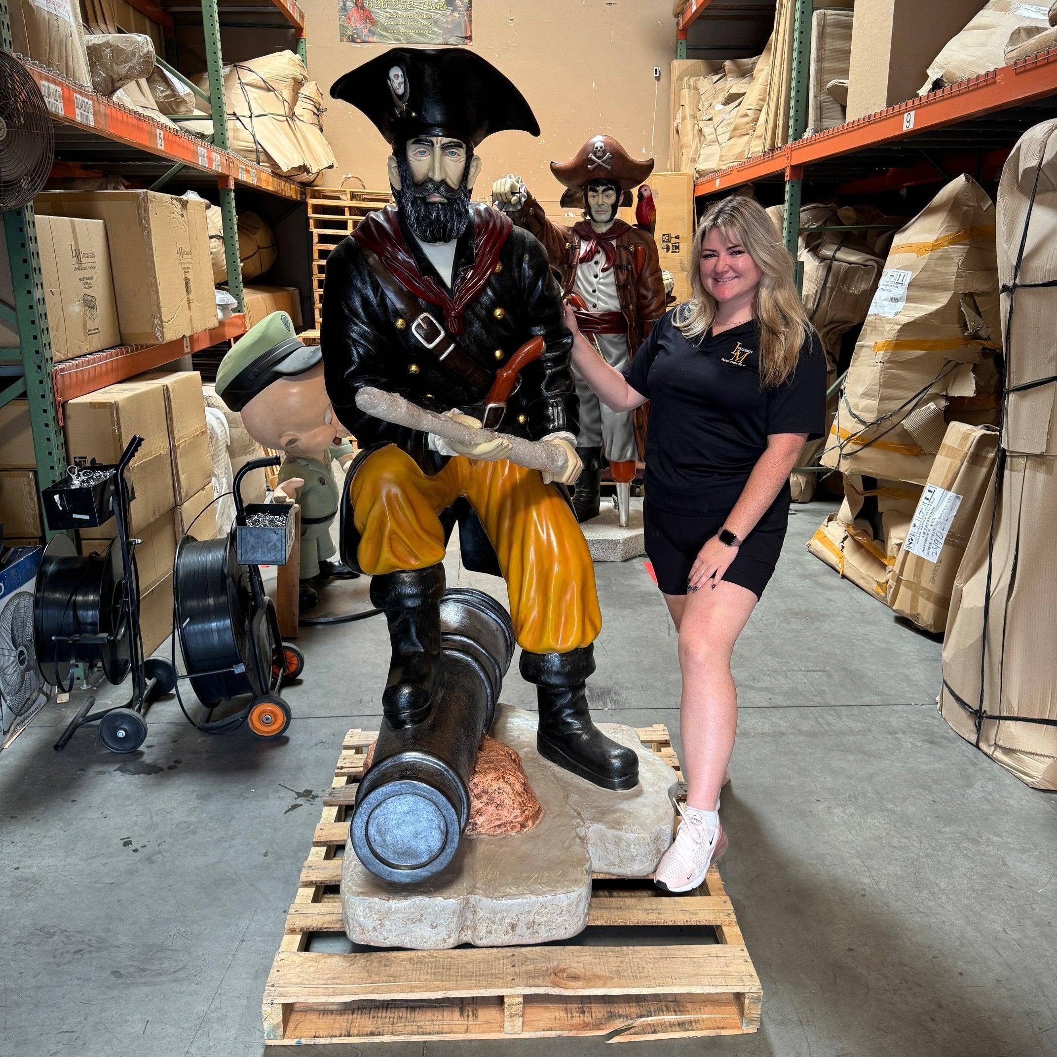 LM Treasures - Wholesale Decorative Figurine - Pirate on Cannon Life Size Statue2