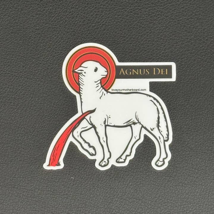 The Retro - a Full of Grace USA Company - Wholesale Sticker - Red Agnus Dei (Lamb of God) Sticker Decal - NEW2