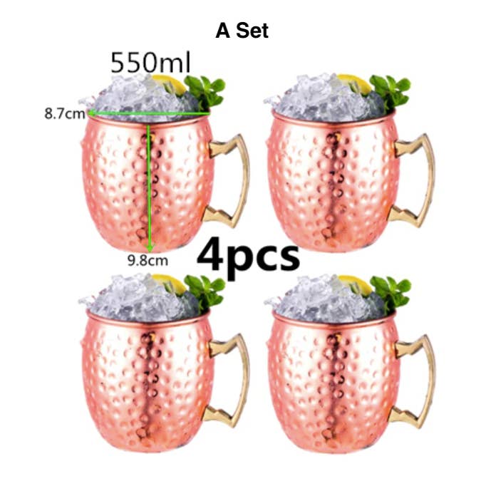 Homerely (We Cover All Import Duties) - Wholesale Cocktail/Liquor Glass - 4pcs 550ml Moscow Mule Mug