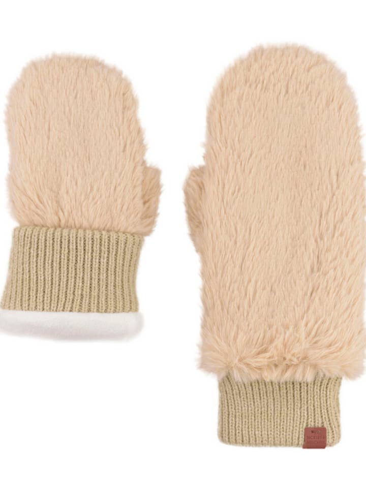 2033-03-8 MITTEN MET VOERING VAN IMITATIEBONT ZAND voor wholesale door BICKLEY + MITCHELL AMSTERDAM