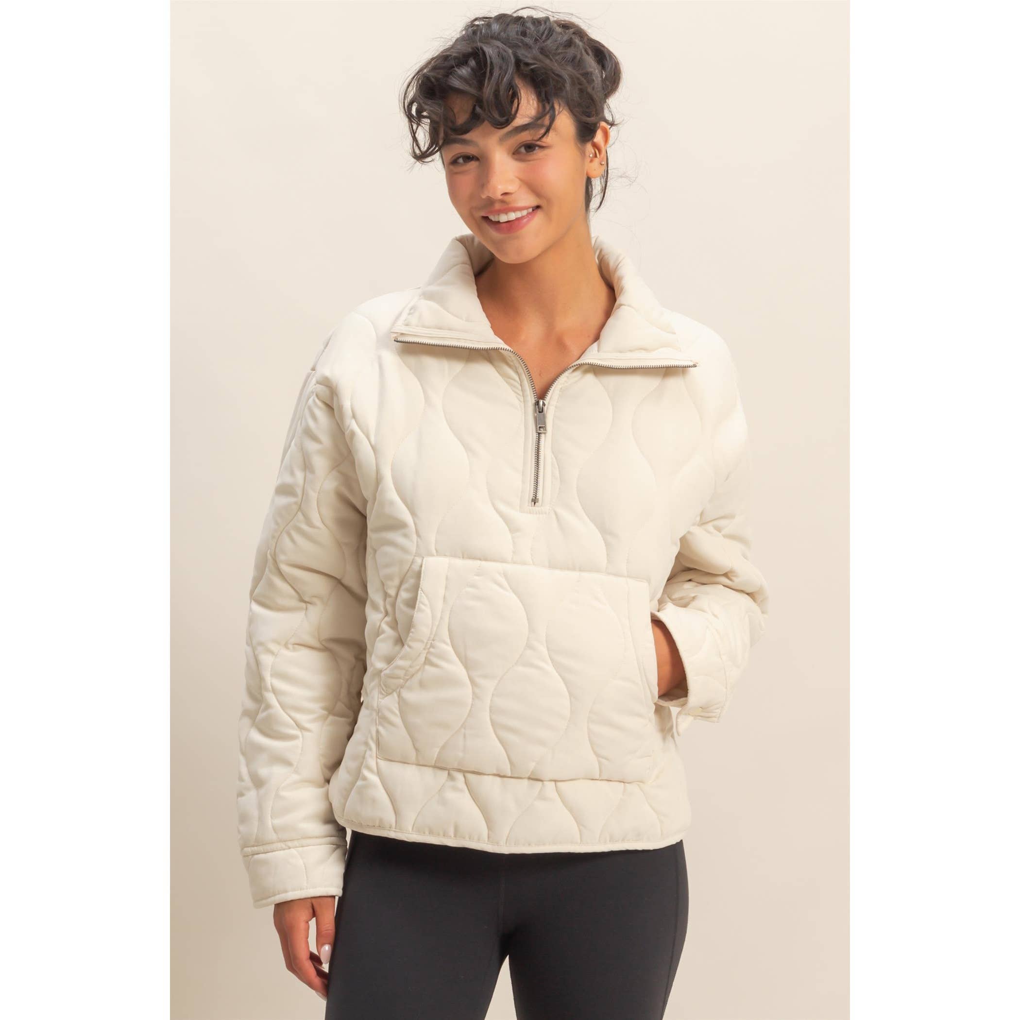 HYFVE - Vendita all'ingrosso Giacca - Donna - Pullover trapuntato a collo alto con mezza zip32