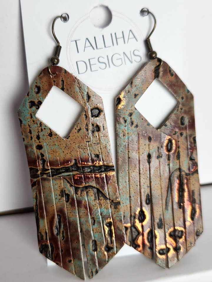 Brincos Boho Western de Camurça Genuína com Franjas em Tom de Cobre por atacado de Talliha Designs