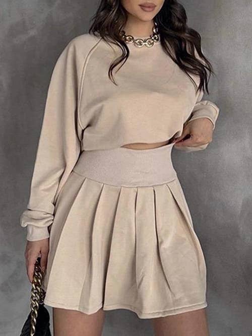 Sweatshirt pleated skirt two piece set and other Purchase Wholesale sweater skirt. Free Returns & Net 60 Terms on Faire trending on Faire.