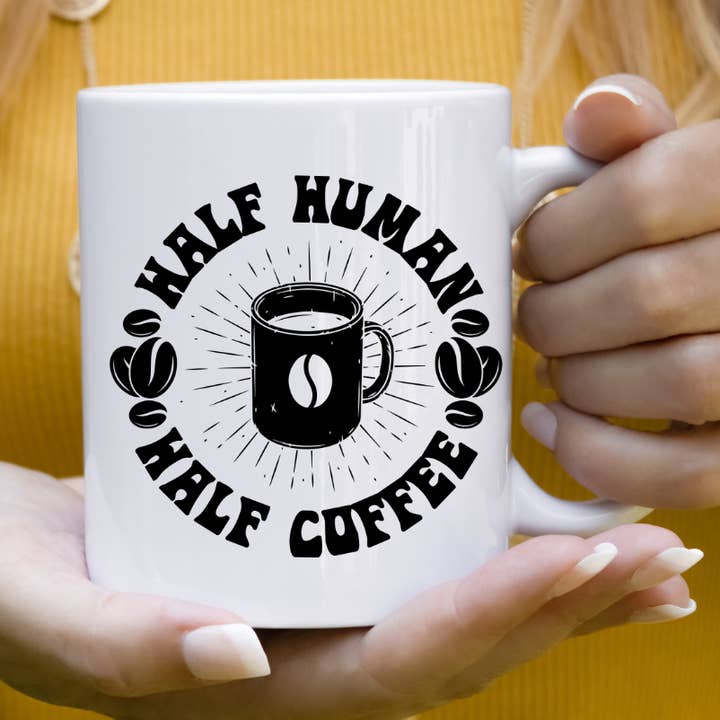 Hälften Human Halv kaffemugg för wholesale av Mug Boss Inc.