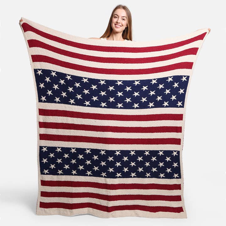 RØD/NAVY Amerikansk flag Print Luksus blødt kaste tæppe for engroshandel på Faire5