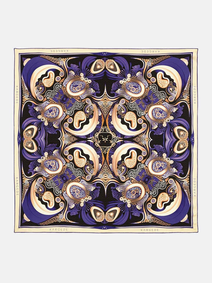 Finders Keepers – Purple Black Gold Double Sided Silk Scarf for wholesale by Kargede