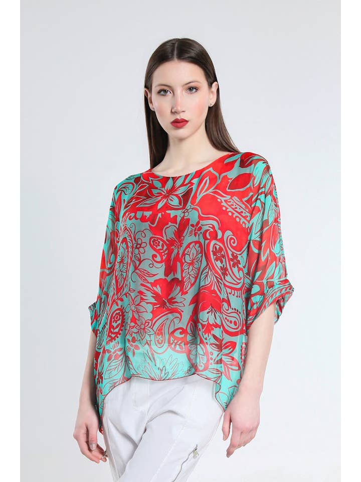 TINA Stephens Italy/Tees By Tina - Wholesale Kaftan - Women's - Marjorie Island Fantasy 3/4 Sleeve Slim Kaftan with Sim (BQ241F)5