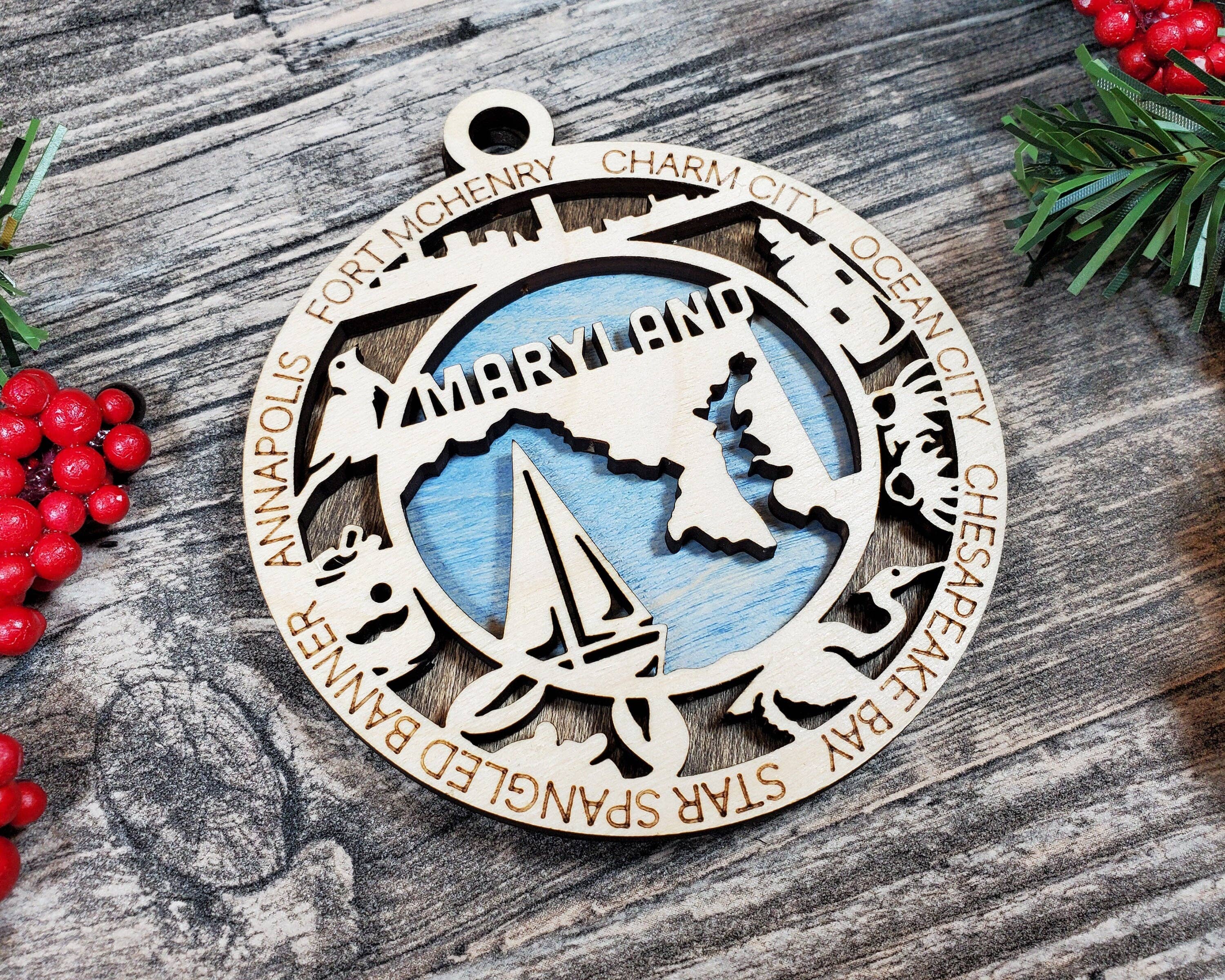 Creekside Cottage Designs - Wholesale Ornament - State Ornament - Wood USA Ornament - Christmas Ornament - Maryland Ornament1