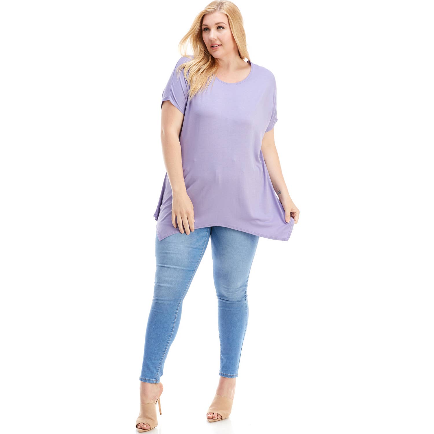 Azules Clothing - Wholesale Tunic - Women's - ATP-2307RSX Plus Size Asymmetric Short Sleeve Tunic74