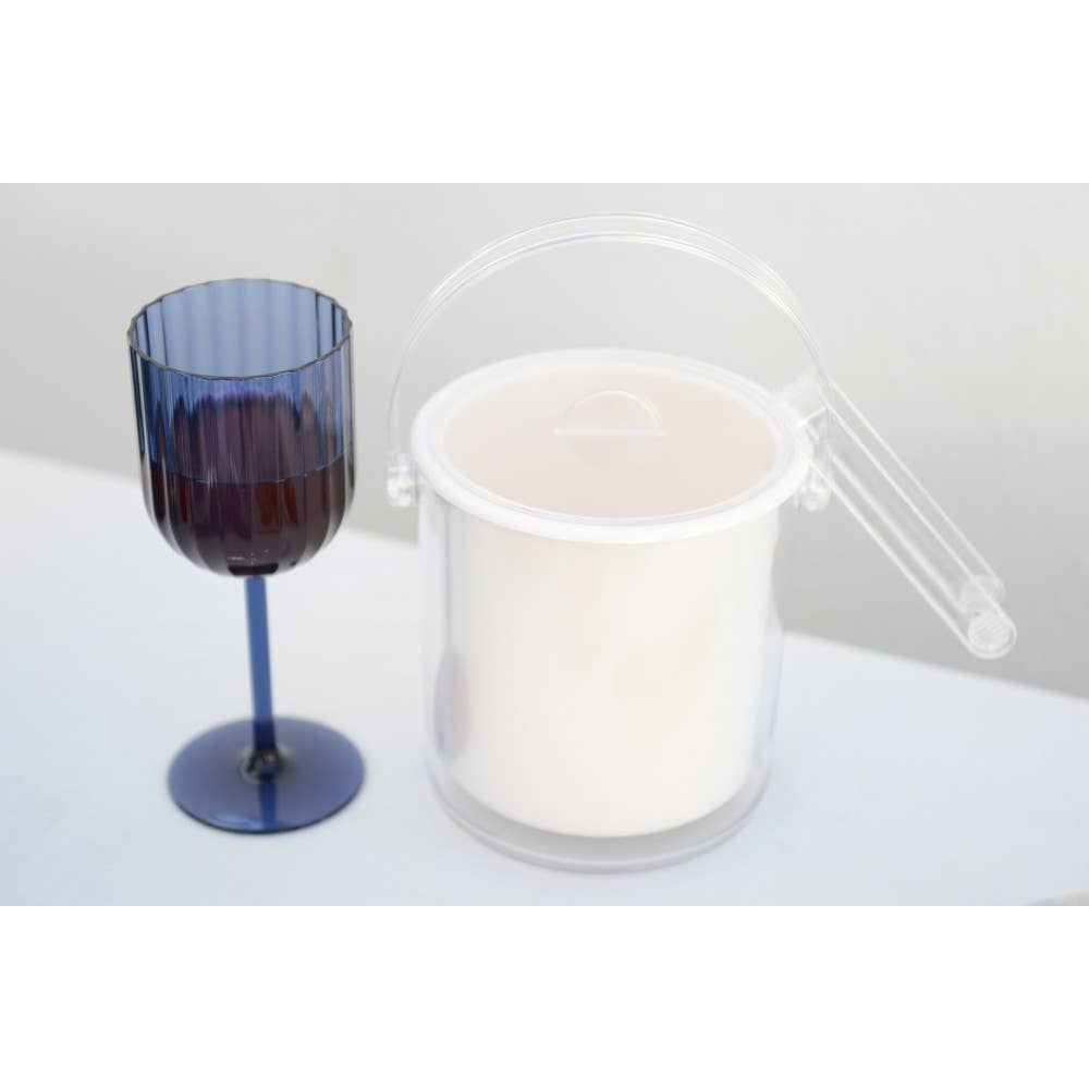 AULICA – Balde de bebidas por atacado – Balde de gelo acrílico branco com pegador2