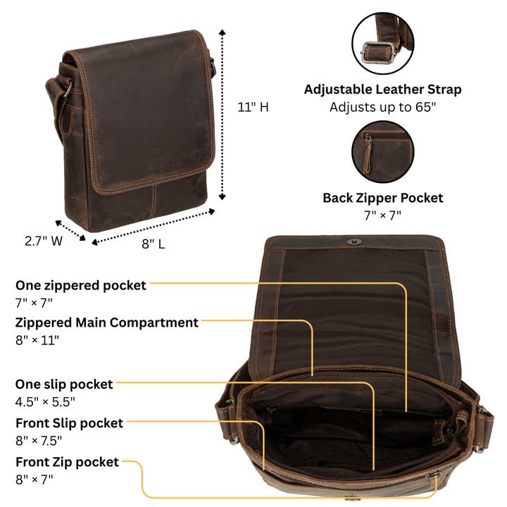 Minori Leather - Wholesale Messenger Bag - Unisex - Halifax Leather Crossbody Bag – Unisex – Brown3